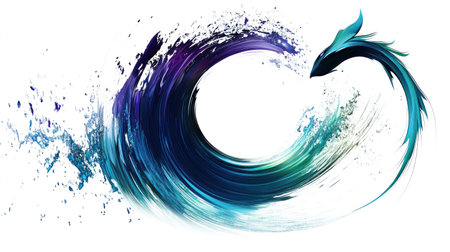 A colorful, abstract fluid design in the shape of an oval or circle with swirling lines and gradients of blue, purple, and green against a white background, creating a sense of movement and energy, perfect for modern digital art and graphic designs, in the style of vector illustration. Isolated on a white background. --chaos 30 --ar 16:9 --v 6.1 Job ID: f53f10d9-04c0-43b1-a0c2-5fc22afa5905の素材