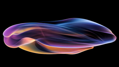 abstract fluid shapes, curved lines, minimalistic, gradient colors on a black background, modern design elements, a sleek and elegant style, high resolution, a professional photograph, professional lighting, a macro lens, HDR rendering, dynamic composition, a clean and simple design. --ar 53:30 --v 6.1 Job ID: 45101353-27eb-4ff0-b2c1-7229ddb4eba6の素材