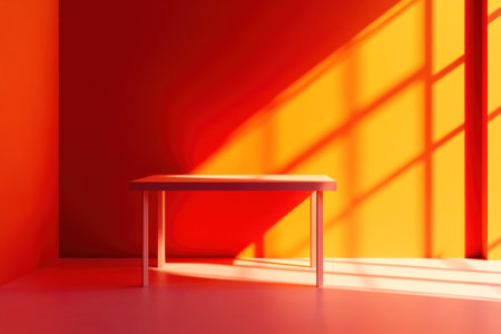 Red room with a table, bright orange light and shadow, minimalism, high resolution, high quality, high detail, volumetric lighting, gradient background, digital art, in the style of Octane Render, 3D render, hyperrealistic, hyper-detailed, hyper-realistic, in the style of Octane Render, in the style of Redshift --ar 3:2 --v 6.1 Job ID: d8c0b830-a9bd-4061-8243-abd17de7a2e7の素材