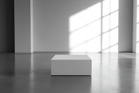 White square blank mockup in the middle of an empty room, minimalistic, with soft lighting, shot with a Sony Alpha A9 II and an f/2 lens. --ar 3:2 --v 6.1 Job ID: 0d3df61c-3749-4ff1-9aca-4663e27c0f33の素材