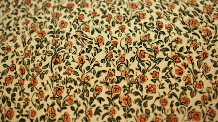 Vintage wallpaper featuring birds and flowers, with a pastel green pattern and orange accents, in an antique style. --chaos 30 --ar 16:9 --v 6.1 Job ID: b5ba4809-7e53-48ff-b497-049aa206fa28の素材