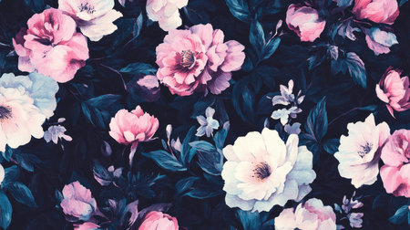 Flamingo, palm tree, and floral pattern wall mural in the style of vintage wallpaper with a boho aesthetic, featuring pastel pink and blue tones. --chaos 30 --ar 16:9 --v 6.1 Job ID: 2d371be9-0202-4493-93a0-9cd2f0391226の素材