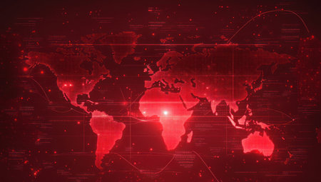 A red stock market graph with the world map in the background, representing global economic events and event data. --ar 53:30 --v 6.1 Job ID: 2410d464-88a1-4d2b-a91a-d190eb1ca0e3の素材