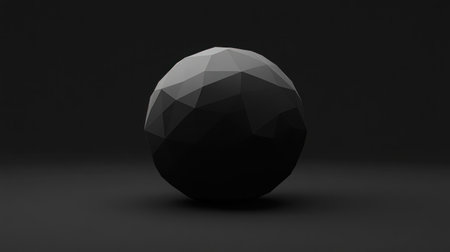 Black low-poly sphere, black background, 3D rendering, minimalism. --chaos 30 --ar 16:9 --v 6.1 Job ID: 71d43774-c5a2-4e33-a21c-c3326bbeb143の素材