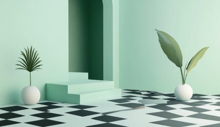 Minimalist isometric black and white checkmarks on a green background, simple geometric shapes, 3D render, created in Cinema 4D, in a cartoon style. --ar 26:15 --v 6.1 Job ID: 76c0c7ae-0a9d-47dd-a612-94f9a33d961aの素材