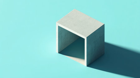 Isometric rendering of an architectural cube, made from concrete and metal elements, on a light blue background. Created using Blender, Cinema 4D, and Octane Renderer. High resolution, minimalistic, and detailed with intricate elements. --chaos 30 --ar 16:9 --v 6.1 Job ID: 644cc2a2-e10a-4a9f-b9dc-5c71ed4ba80dの素材