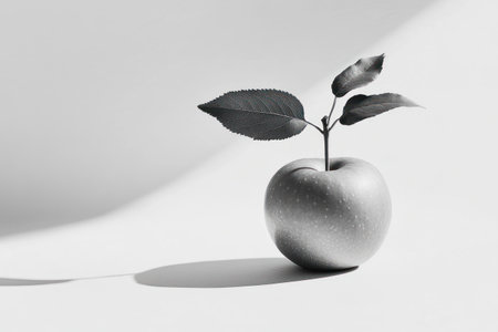 Photo of a single apple with a green leaf on a white background, taken with a Nikon D850 camera, a wide-angle shot at f/2.4. --ar 3:2 --v 6.1 Job ID: 9849bbd4-a2b6-4053-9ee2-4d18e05e4098の素材