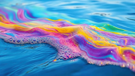 A blue background with colorful liquid flowing on it, creating an abstract and dynamic composition. The fluid lines create vibrant curves that add energy to the overall design. It's perfect for backgrounds in creative and digital art projects or as wallpaper. The use of bright colors like purple and pink adds contrast against the deep blue backdrop, making it stand out and pop. This is a visually appealing image that would be great for artistic mockups or graphic designs. --chaos 30 --ar 16:9 --v 6.1 Job ID: cc303ddf-c1c5-4ddc-8807-d03171844216の素材