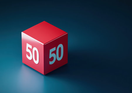 Logo design, a red isometric cube with the letters "50" on each face, in a simple vector style, 3D render, high resolution, a modern and clean logo, no background details, professional graphic designer quality, Octane rendering, 2D illustration, 4K cinema camera, low-angle perspective, cinematic, centered composition, wide shot, soft lighting, studio lighting, ambient occlusion, Octane renderer, high contrast, high sharpness, color grading, depth of field, bokeh, hyper-realistic. --ar 7:5 --v 6.1 Job ID: 7b4ca030-e7eb-4536-aacb-1e2d8fc91780の素材