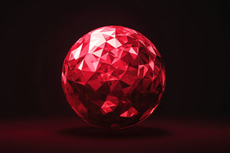 Low-poly sphere made of red triangles, dark background, 3D render, in the style of Cinema 4D, in the style of Blender. --ar 3:2 --v 6.1 Job ID: 74118e13-d6d7-4a57-9070-66aa8daaf8c0の素材