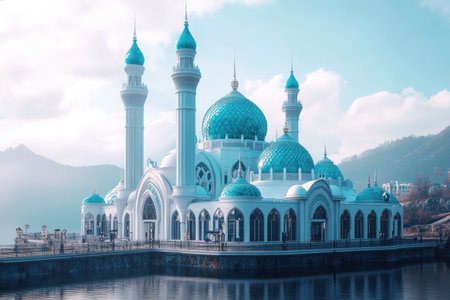 Cool leggings in the style of Kazan, a Tatar cyberpunk-inspired mosque building with blue domes and white minarets. --ar 3:2 --v 6.1 Job ID: e06c78ab-5dfc-4a3c-add8-59eed00d1252の素材