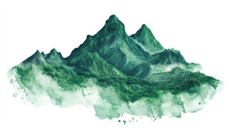 Abstract green watercolor splash with blurred foliage in the shape of a mountain range, isolated on a white background. Vector illustration. --ar 53:30 --v 6.1 Job ID: ceaf6417-d3e9-4a1f-8231-a8a9ff493b75の素材