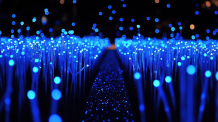 Abstract blue glowing particles background with a bokeh effect. High resolution, sharp focus, professional lighting, high-quality photo --chaos 30 --ar 16:9 --v 6.1 Job ID: 7a4b2a88-f979-4897-9242-b211bedd46f7の素材