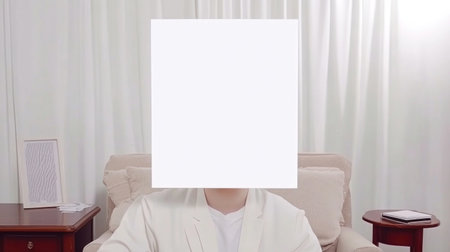 Photo of a blank canvas mockup hanging above an elegant sofa in the living room, with wooden side tables and soft throw pillows on white walls. Web banner with copy space for text or logo. --chaos 30 --ar 16:9 --v 6.1 Job ID: 687039a0-9fac-46c6-af4d-9b1e1716f08fの素材