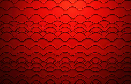 Red background, Chinese-style pattern, simple and flat design, high resolution, high quality, red tone, traditional texture, symmetrical composition, geometric shapes, light reflection effect. The pattern is made of Chinese dragon scales or waves, symbolizing good luck and prosperity in the Year of the Dragon, in the middle view. --ar 47:30 --v 6.1 Job ID: d93d2750-c663-43ad-8c48-5f24d45aebe6の素材