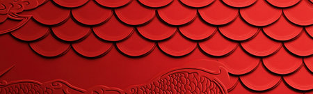 Red background, traditional Chinese pattern with fish scale texture, flat illustration style, simple lines, Chinese New Year festive atmosphere, Chinese dragon elements, red color tone, no shadows, high resolution, 8K. --ar 10:3 --v 6.1 Job ID: 72c12291-c342-41e7-adae-91c949d51a3dの素材