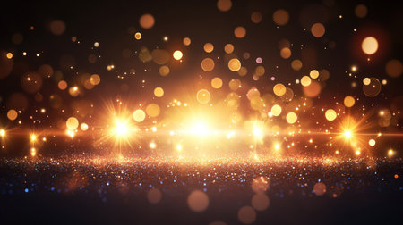 Abstract background with glitter and bokeh lights, shiny and glowing, in dark blue and silver colors, sparkling particles, blurred background, light effect, detailed illustration, high resolution, professional photograph. The ultra-wide-angle lens captures the entire scene, creating an atmosphere of luxury and elegance. --chaos 30 --ar 16:9 --v 6.1 Job ID: 6a535e0e-acaa-4a71-a2f5-8df5844161b9の素材