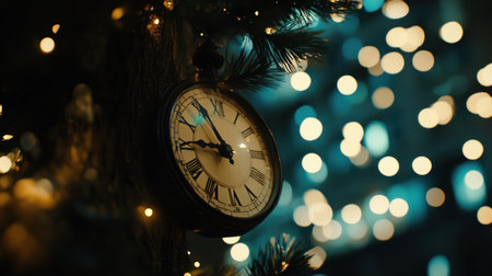 New Year's Eve, a clock face with fireworks in the background, a New Year's atmosphere, a blurred background, ultra-realistic photography, in the style of Canon EOS R5. --chaos 30 --ar 16:9 --v 6.1 Job ID: d62e1e93-b985-4157-86b5-a93835827d92の素材