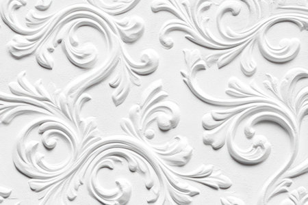 White painted stucco wall background with a rough texture, painted with smooth and intricate brush strokes. The background features soft curves in an elegant pattern, creating a seamless design for text or graphic elements. This texture is suitable as the base of your project to add depth, contrast, and visual appeal, perfect for adding color and detail. --ar 3:2 --v 6.1 Job ID: 9da08a34-58d9-45fa-beb5-1b75dfe1d667の素材