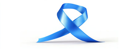 A blue ribbon icon, curved and floating in the air on a white background, in the style of vector illustration with simple lines, no shadows, and a minimalist style. High-resolution, professional studio photography on a white isolated background with a centered composition. Featuring perfect details and high quality. --ar 17:6 --v 6.1 Job ID: 300fe28e-6317-4751-81b1-f67d05facd93の素材