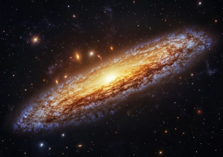 A galaxy in space, a dark background, stars, small nebulae, high resolution, hyper-realistic, cinematic. --ar 7:5 --v 6.1 Job ID: 19140eca-3cd9-49e0-addc-f452cac3c586の素材