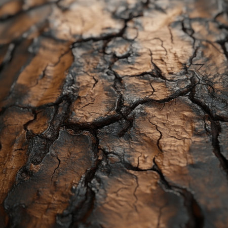 Close-up of burnt wood, with cracks and roughness, photorealistic, hyper-realistic. --v 6.1 Job ID: 6fdcfa3a-f4c1-425a-bbe1-5d495c862e13の素材