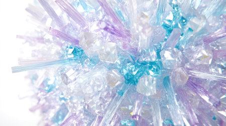 A holographic ball of transparent light blue and purple lines with a white background, creating an abstract composition. The scene is captured in a 3D rendering style, featuring an overhead perspective. It includes a futuristic aesthetic that embodies the concept of data technology, with soft edges and subtle color transitions. This artwork has been created using C4D software for rendering, with a resolution set at high definition. --chaos 30 --ar 16:9 --v 6.1 Job ID: f0647883-33bc-4a37-8e87-75a8fe6a6842の素材