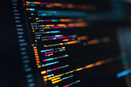 High-tech background with code lines and data charts, symbolizing the fast-paced nature of software development and coding. --ar 3:2 --v 6.1 Job ID: b13ba6cb-85bd-47cd-b2e1-5ada7e888b17の素材