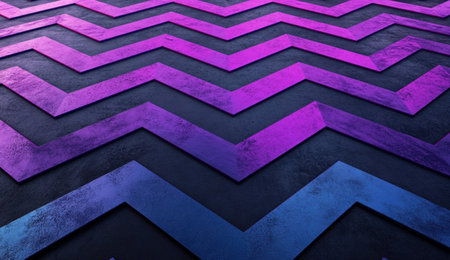 3D render, abstract background with a black chevron pattern in purple and blue colors, geometric design on a dark grey surface, simple minimalistic wallpaper. --ar 26:15 --v 6.1 Job ID: ea666748-9ef1-4e5e-ae4f-6f2805715888の素材