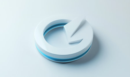 3D icon of a circular arrow, in white and blue colors, on a light grey background, in an isometric view, with a minimalistic design, clean lines, sharp edges, smooth curves, high resolution, high detail, high contrast, rendered using Octane, at 20 megapixels, with sharp focus and depth of field. --ar 5:3 --v 6.1 Job ID: ace33e6b-8c39-4655-9603-504223762602の素材