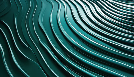 3D render, abstract background with blue lines on a dark green surface. Abstract futuristic vector illustration of wavy lines for design and presentation templates. --ar 26:15 --v 6.1 Job ID: 644f86c9-a3b3-4a94-9638-9fb8b67ce5d1の素材