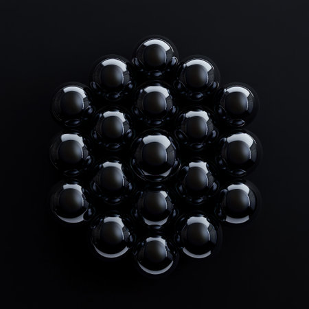 Black spheres arranged in an octagonal shape on a black background, minimalistic design, 3D rendering, simple and clean, no shadow, high resolution, high detail, high-quality textures, high sharpness, high definition. --v 6.1 Job ID: 629a33a0-2be8-4700-9eb1-dd39633337baの素材