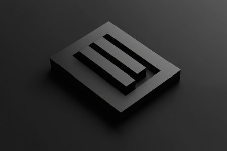 A minimalist, simple monochrome design logo of an isometric rectangular piece with three straight lines in the middle and a pixel art-style design on top, 3D render, Octane render, dark background, hyper-realistic. --ar 3:2 --v 6.1 Job ID: a5f1c2f1-2b91-448a-b44d-440a93dee443の素材