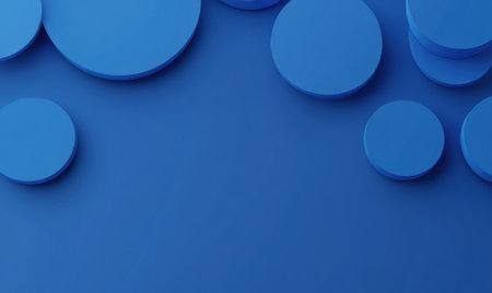 3D render of blue circles on a solid royal blue background, isometric view, minimalistic design, subtle gradients. --ar 5:3 --v 6.1 Job ID: e105b393-6720-4241-9d54-6707fec5b4d4の素材
