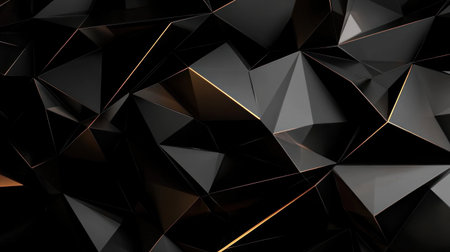Abstract black background with colorful geometric shapes, pink and orange polygonal lines, dark gray triangles, a golden straight line in the middle of each shape, minimalistic, modern design, 3D rendering, high resolution, high quality, high detail, high sharpness, hyperrealistic, highly detailed, super deformed, hypercolorized, Octane render. --chaos 30 --ar 16:9 --v 6.1 Job ID: ec0d317e-7caf-4e4d-9493-f7f05a9eeae7の素材