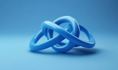 3D render of a blue, minimalistic, simple abstract icon of intertwined rings on a solid background. --ar 5:3 --v 6.1 Job ID: 89d1acf1-b53b-4db5-9aae-6065017d6b6bの素材