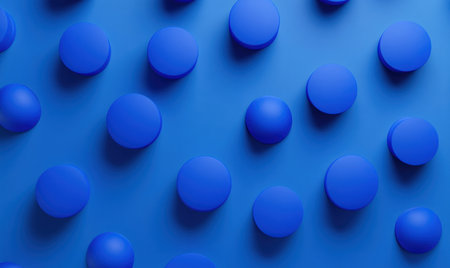3D render of blue circles on a solid royal blue background, isometric view, minimalistic design, subtle gradients. --ar 5:3 --v 6.1 Job ID: e105b393-6720-4241-9d54-6707fec5b4d4の素材