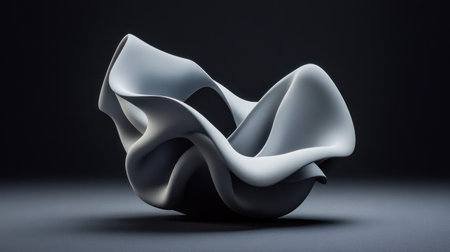 Black background, abstract wallpaper with smooth, flowing shapes. A simple and elegant design featuring soft curves and gentle gradients in shades of gray against the dark backdrop. The composition creates an atmosphere of calmness and sophistication. Photorealistic 3D rendering presenting a black background with abstract shapes in shades of gray, creating a sense of tranquility and elegance. --chaos 30 --ar 16:9 --v 6.1 Job ID: 6fcff9dc-118e-45c9-a95c-b529c0e28a5bの素材