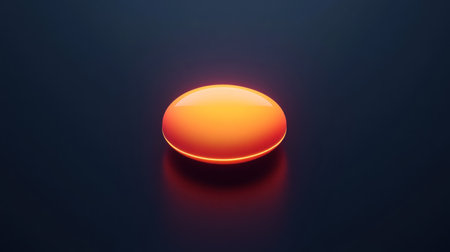 A glowing orange, oval-shaped glass lens floating in a black background, in a cartoon style, with a simple design, reminiscent of Pixar animation, a 3D render using Octane rendering. --chaos 30 --ar 16:9 --v 6.1 Job ID: c3557115-d11c-4670-bed7-3469dbfcd1e6の素材