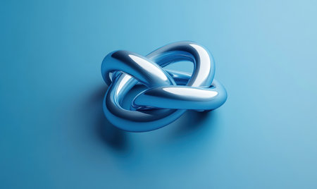 3D render of a simple blue shape made out of intertwined rings, with a minimalistic design and a blue background, in an isometric view. --ar 5:3 --v 6.1 Job ID: e4f8911c-9c79-4a6e-a2e6-d77affde1c3fの素材