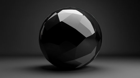3D render of a dark, abstract, low-poly sphere with a minimalistic black background. --chaos 30 --ar 16:9 --v 6.1 Job ID: a772183d-3390-4172-9b97-9cd60054b285の素材