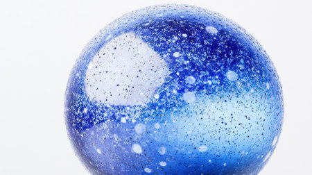 Close-up of a blue and purple glass sphere with small speckles, floating against a white background. 3D render, created in Cinema 4D and Blender. --chaos 30 --ar 16:9 --v 6.1 Job ID: 36e6a8fe-0812-4bea-b139-9f103dff2ad5の素材