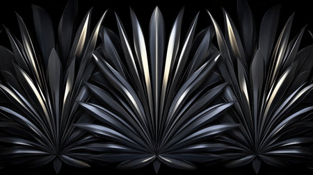 Abstract black background with low-poly shapes and sharp spikes, a minimalistic geometric pattern in dark gray color, high-resolution, detailed texture, 3D rendering. --chaos 30 --ar 16:9 --v 6.1 Job ID: ff56c457-e9fd-401a-abfd-b30de6e15df2の素材