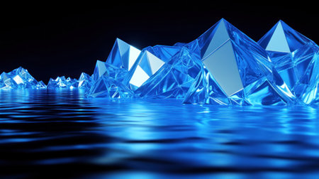 Abstract blue geometric shapes, shattered and broken, against a dark background, in a minimalistic style, 3D render, created in Cinema 4D and Blender. --chaos 30 --ar 16:9 --v 6.1 Job ID: 109af3eb-376b-4d4a-8f19-e9a58465ae3aの素材