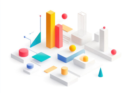 3D isometric minimalist shapes, simple shapes, white background, colorful --ar 7:5 --v 6.1 Job ID: b444644f-2155-4684-b1f6-7c60e449013dの素材