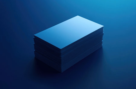 3D isometric icon, stack of blue cards, light and shadow effects, dark azure background color, minimalist style, clay material, studio lighting, created in C4D and Blender, high resolution, rich details, 8K --ar 23:15 --v 6.1 Job ID: 337b75e5-d5bc-4c83-aeae-9045369aa178の素材