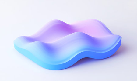 3D render of a simple, minimalistic cartoon with a wavy, gradient line shape in blue and purple on a light background, in an isometric view, at 256K resolution. --ar 5:3 --v 6.1 Job ID: cbafb4ff-118e-4883-b310-62a240f79ee6の素材