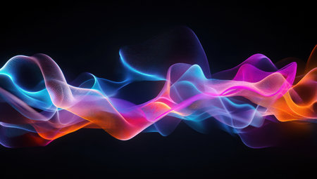 3D render, abstract background with colorful neon swirls and waves in blue, purple, pink, and orange. --ar 53:30 --v 6.1 Job ID: 776f3b1a-fbb9-453c-8eda-76f789a13d7dの素材