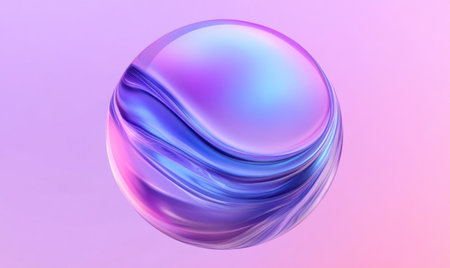 3D render of an abstract fluid shape with wavy lines in a purple and blue gradient on an isolated background, a floating twisted sphere, a minimal concept design element for a banner or poster. --ar 5:3 --v 6.1 Job ID: 883a7c29-17b6-43f8-8de9-88e2c3507d27の素材