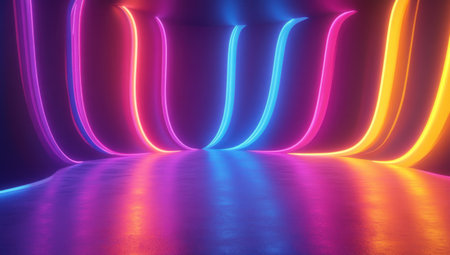 3D render, abstract background with colorful neon swirls and waves in blue, purple, pink, and orange. --ar 53:30 --v 6.1 Job ID: 9a780a64-2078-46ef-804d-af3623cbac0cの素材